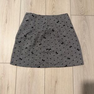 Altar'd State Gray Mini Skirt with Black Bow Motif